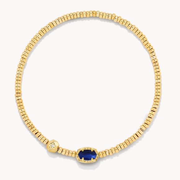 Kendra Scott Emilie Gold Stretch Bracelet Navy Mother-of-Pearl - Picture 1 of 6